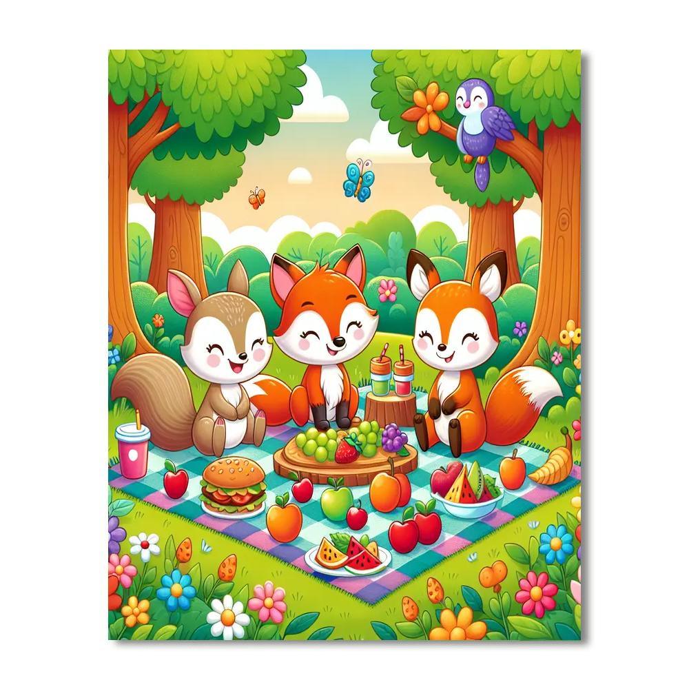 Friendly Woodland Picnic Painting By Numbers Kit