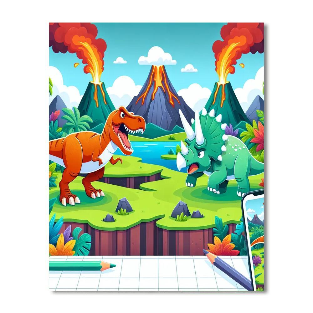 Heroic Dinosaurs Paint By Numbers Art