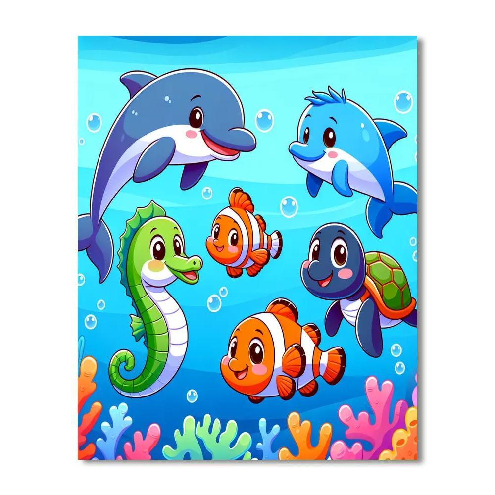 Bubbly Ocean Friends Paint By Numbers Kits