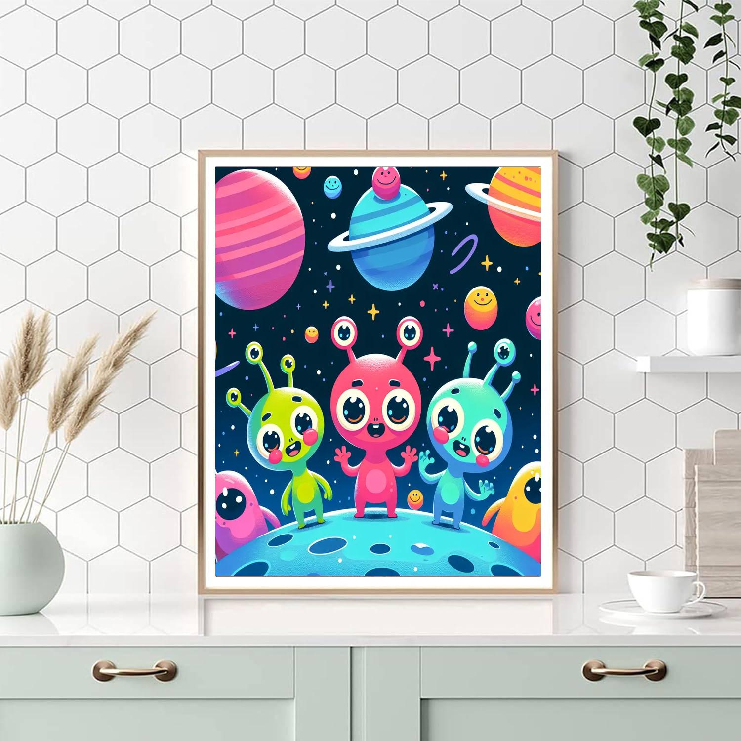 Alien Adventure Scene Painting Number Kit