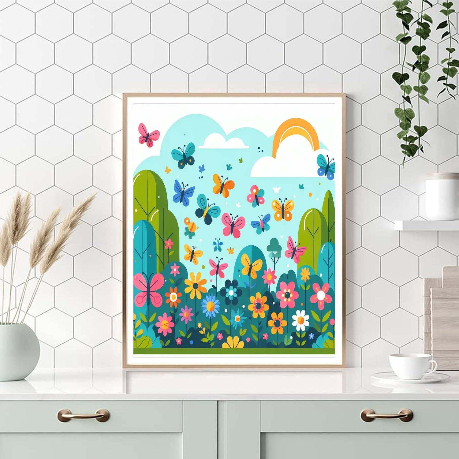 Garden Of Fluttering Butterflies Numbered Painting Kits