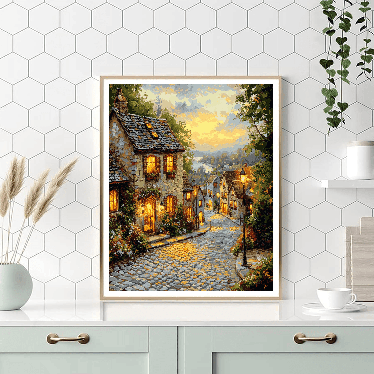 Kinkade Inspired Historical Streetscape  DIY Paint By Numbers
