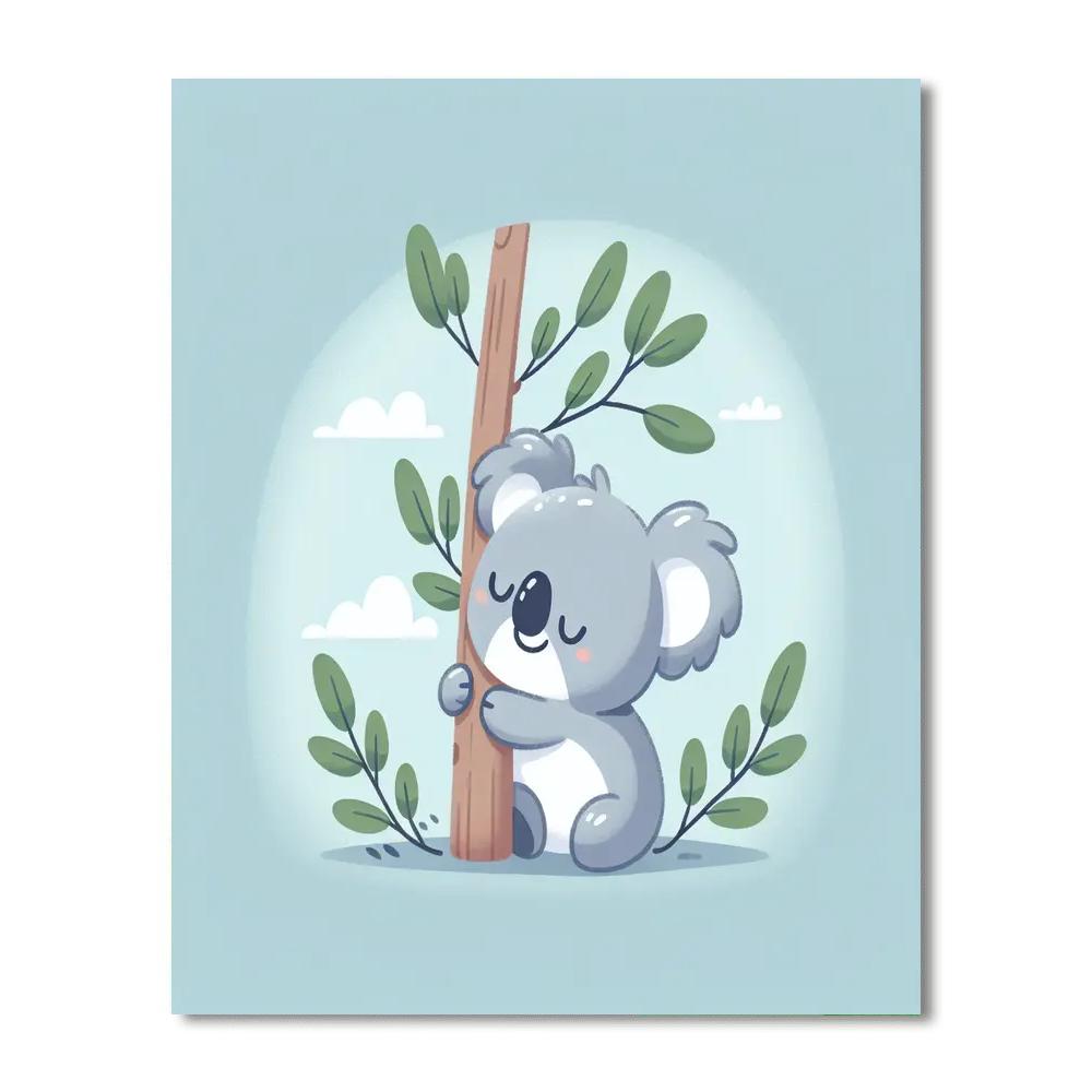 Curious Koala Tree Hug Number Painting