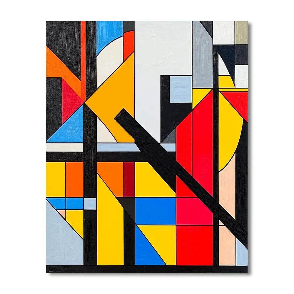 Piet Mondrian Inspired Colorful Abstract Cityscape  Paint By Numbers Kits
