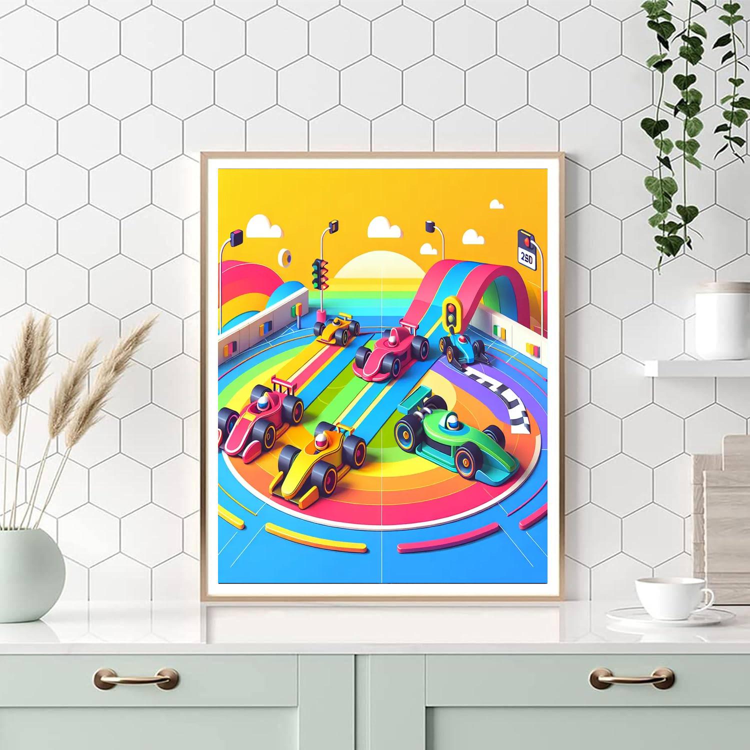Rainbow Racetrack Rally Paint By Color