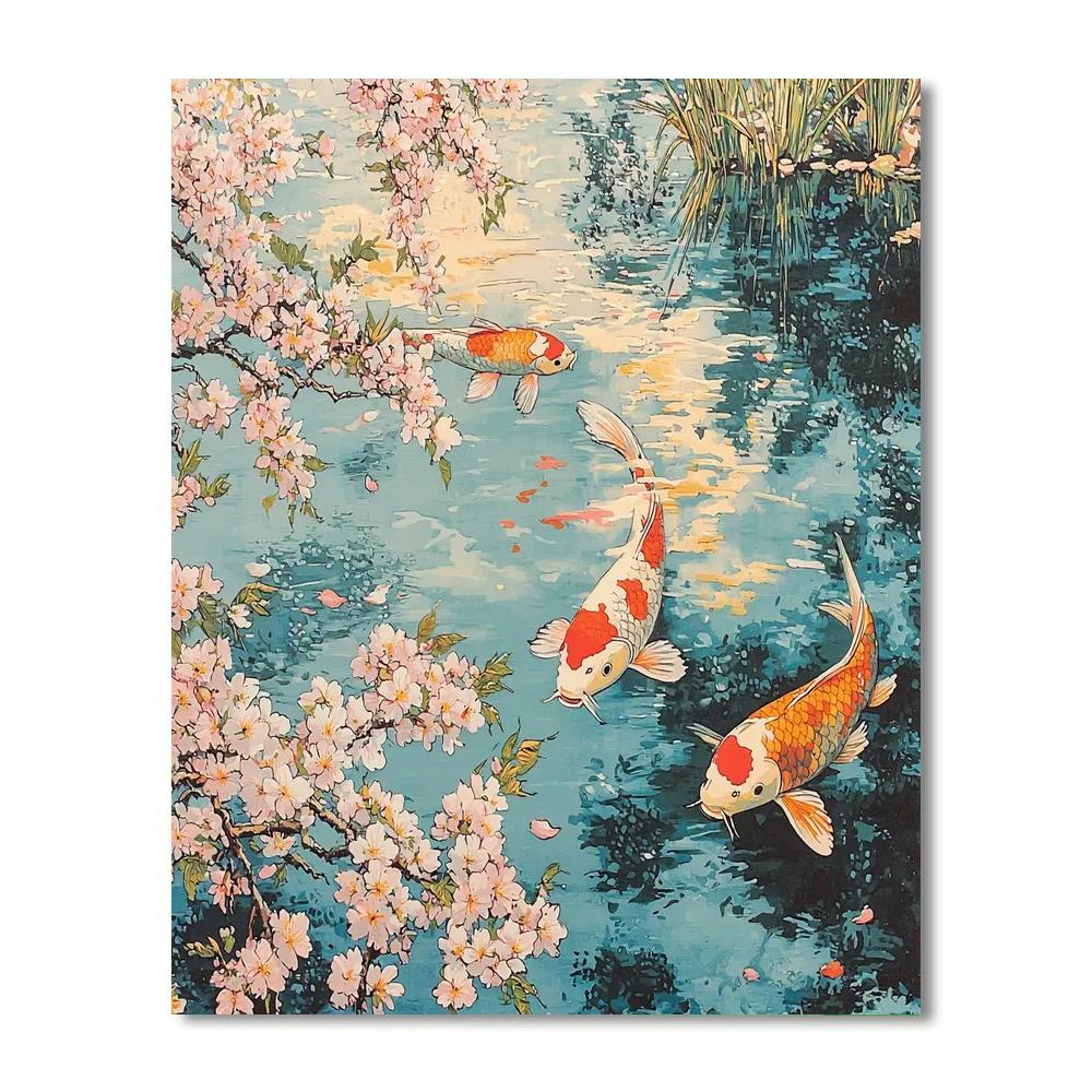 Katsushika Hokusai Inspired Serene Japanese Pond  Paint By Number