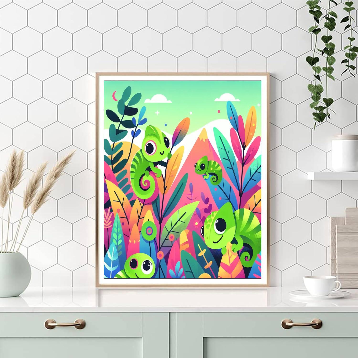 Cheerful Chameleon Chase Paint By Numbers