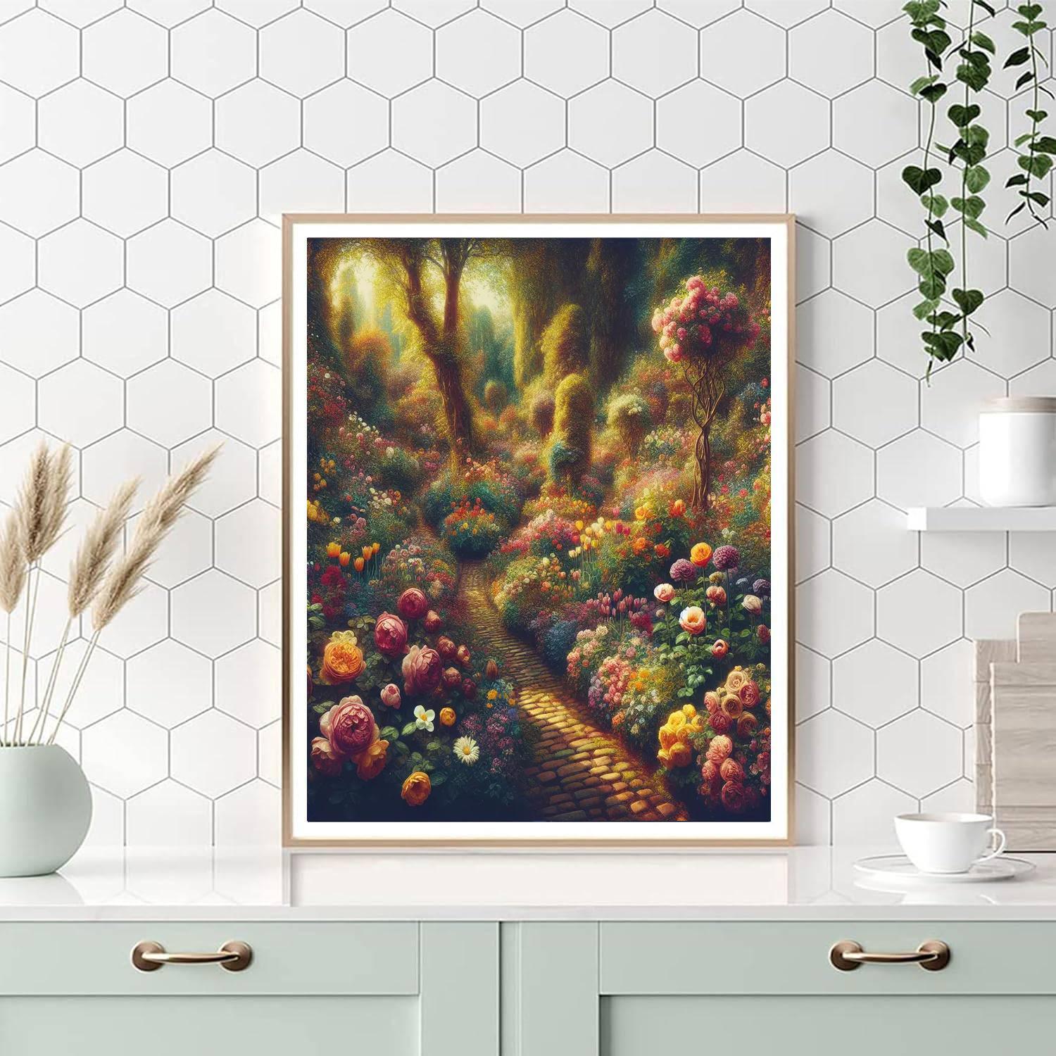 Vintage Garden Scene Painting By Numbers Kit