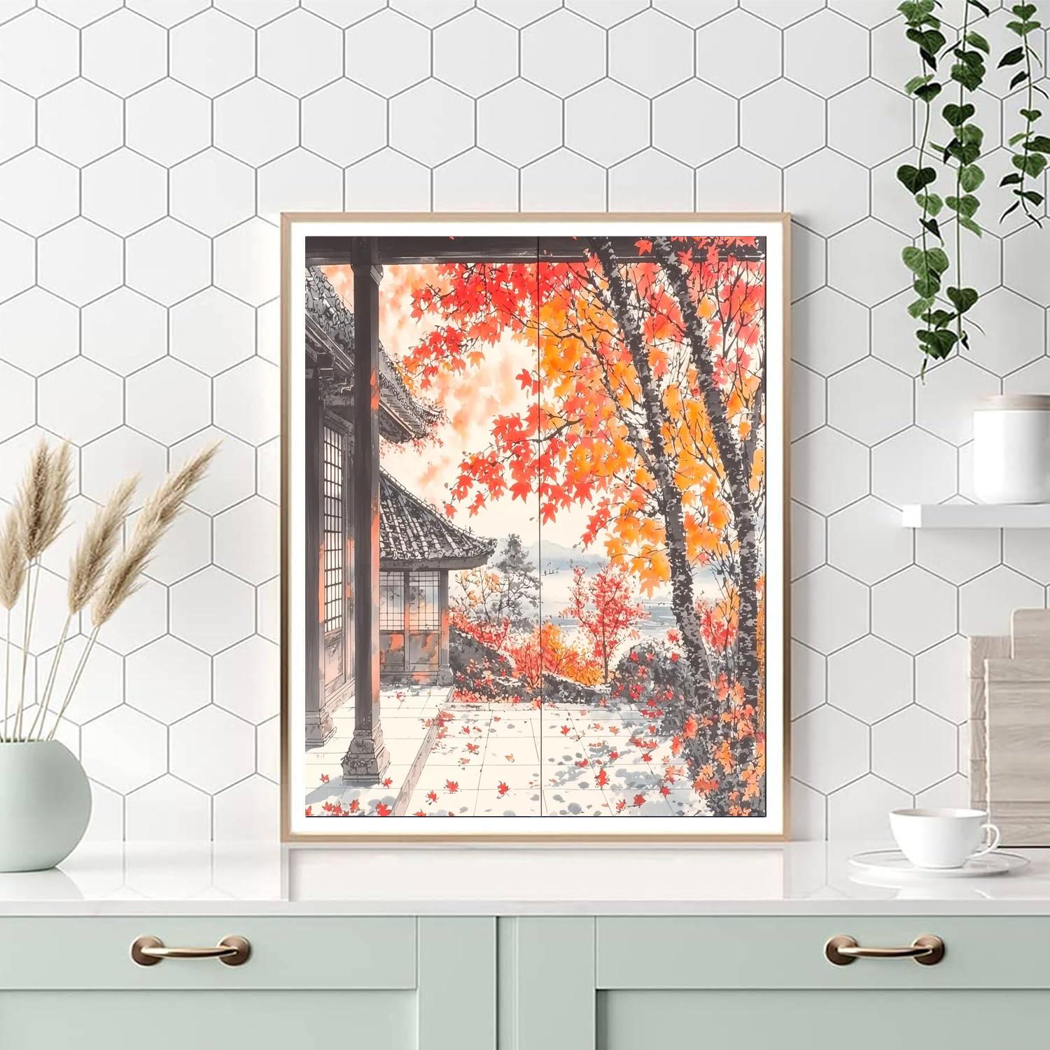 Utagawa Hiroshige Inspired Dance Of The Autumn Leaves  Painting By Numbers Kit