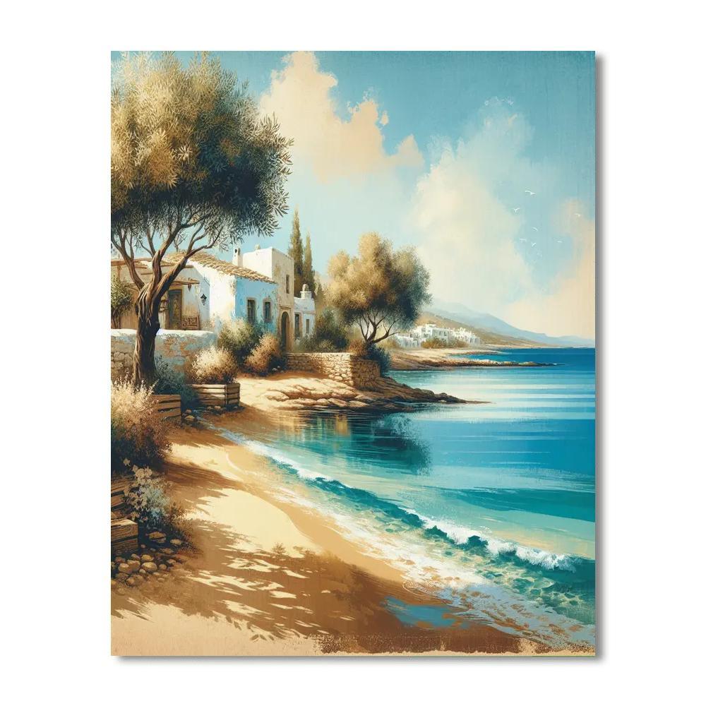 Serene Mediterranean Escape Number Painting