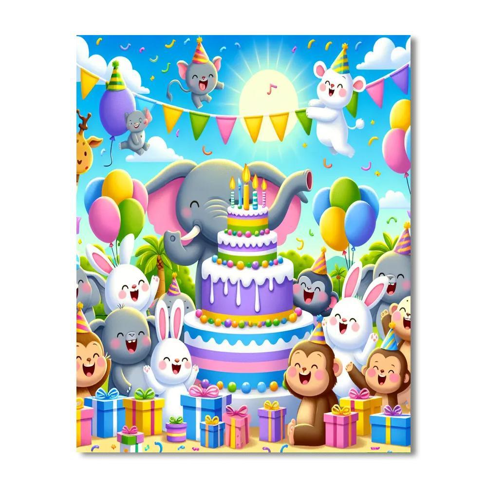 Cheerful Animal Birthday Party Paint By Number