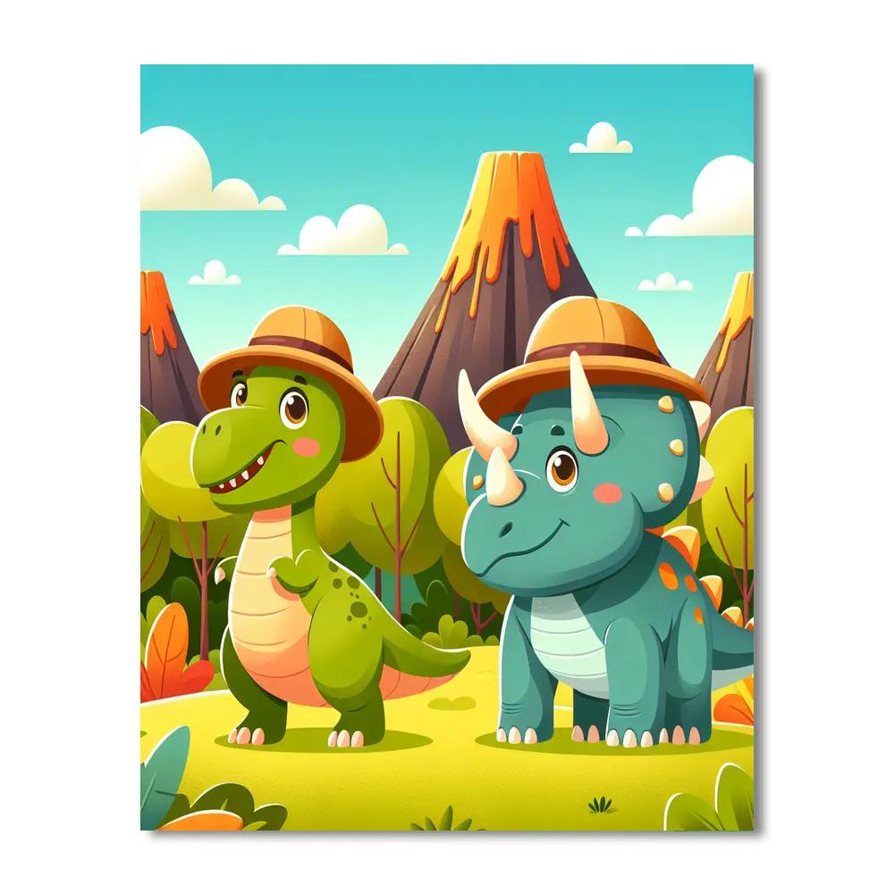 Dinosaurs On Safari Numbered Painting Kits