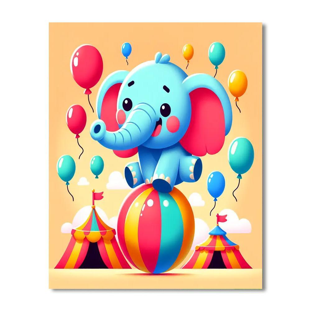 Cute Circus Elephant Paint By Numbers Art