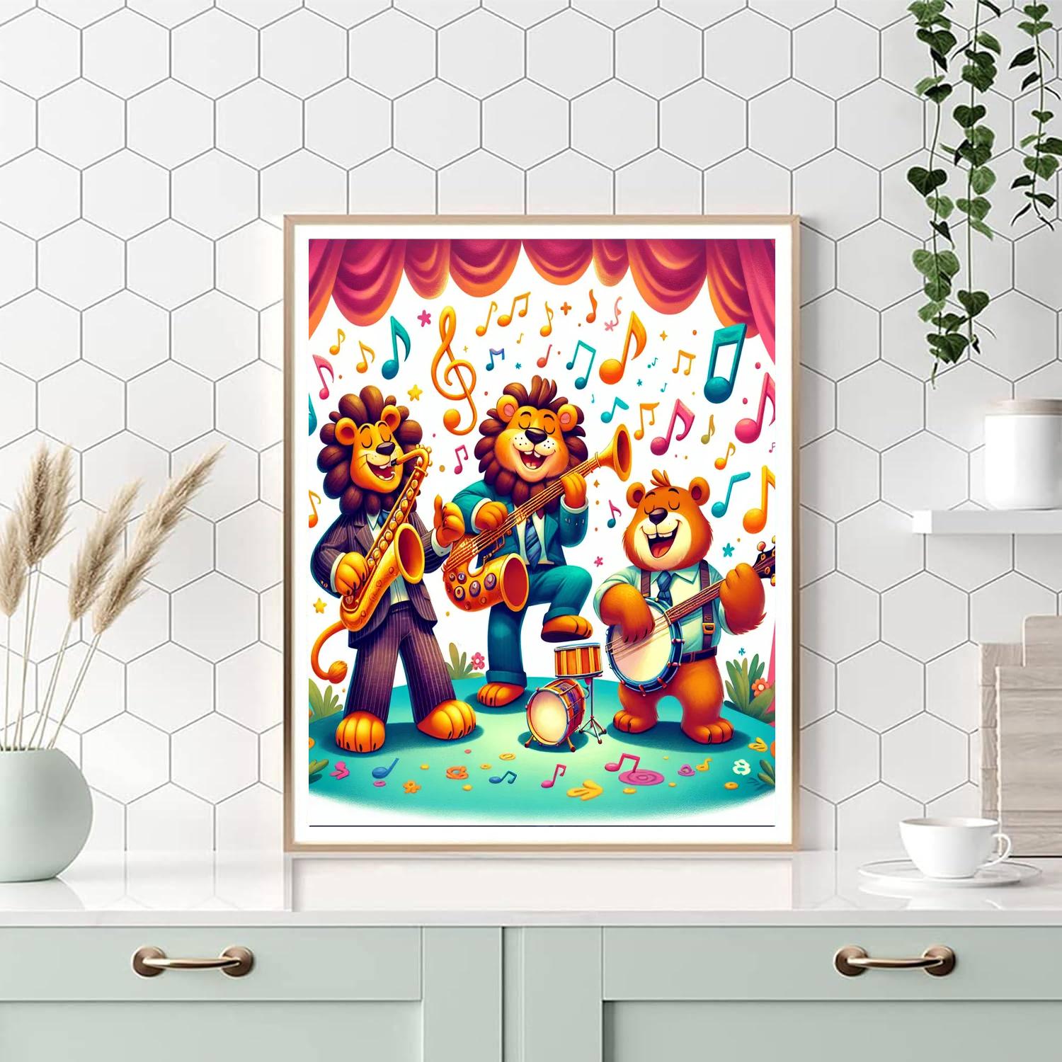 Colorful Animal Orchestra Paint By Numbers Art
