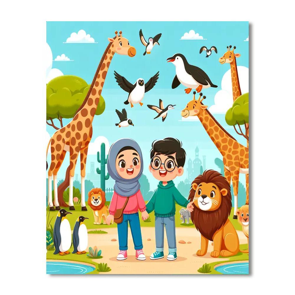 Zoo Adventure With Friendly Animals Painting By Numbers Kit