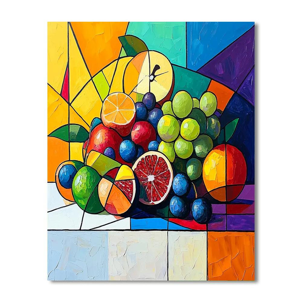 Paul Cézanne Inspired Abstract Fruit Symphony  Number Painting