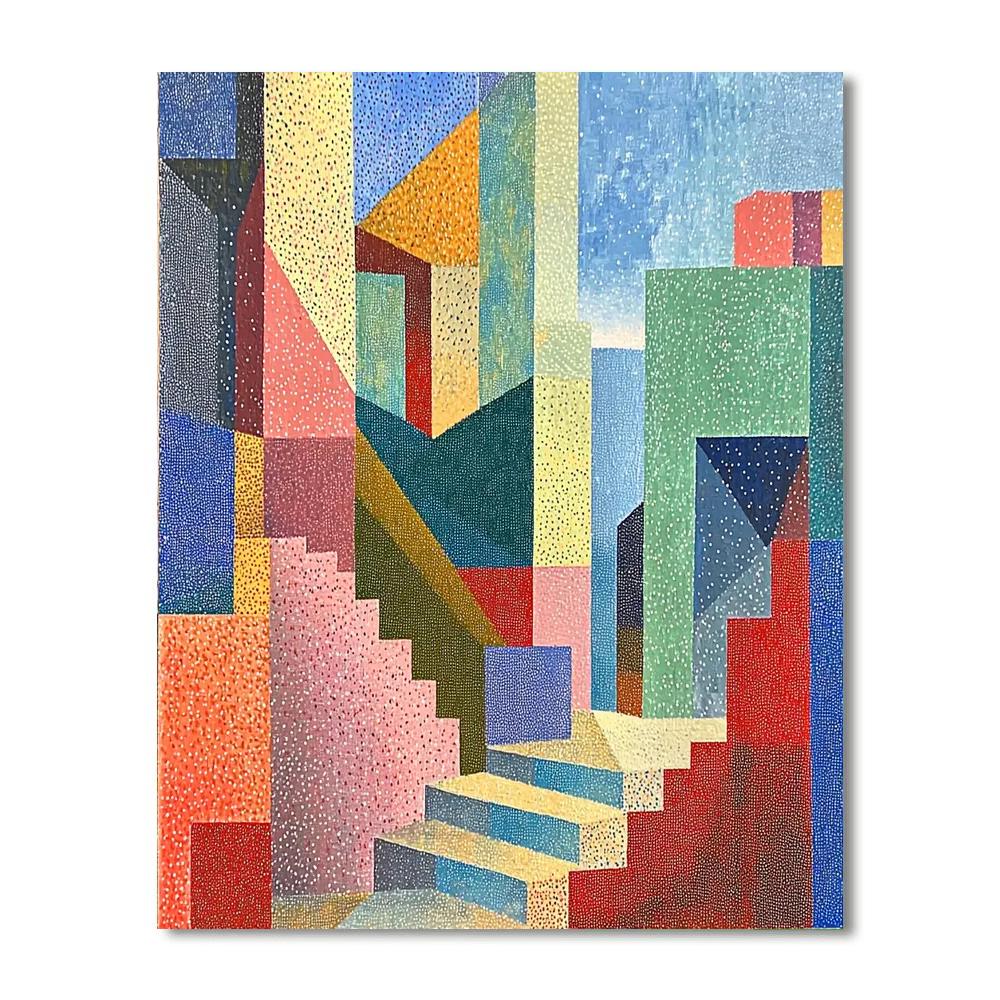 Georges Seurat Inspired Geometric Whimsy  Paint By Numbers Art