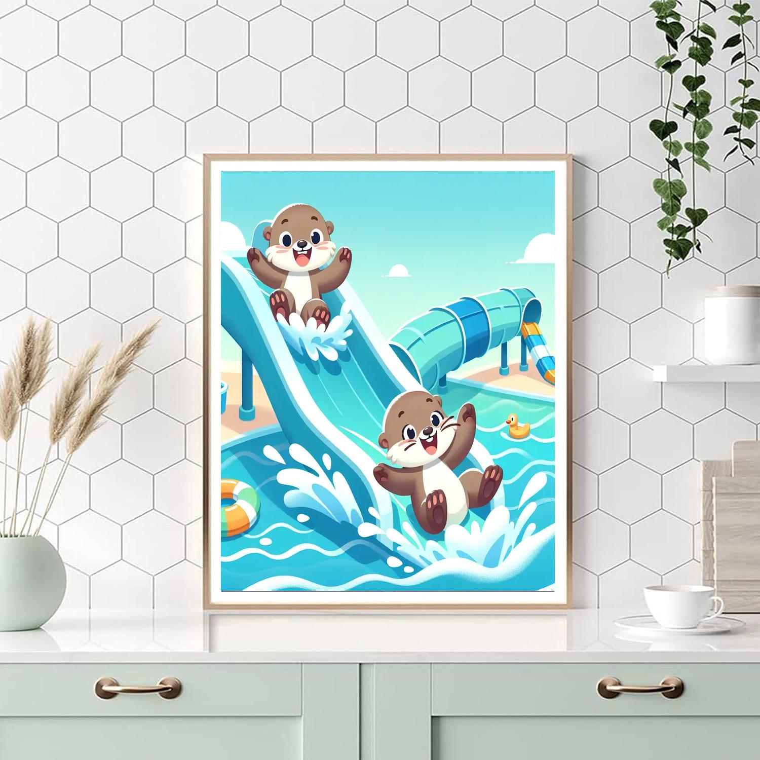 Otterly Fun Water Park Painting Number Kit