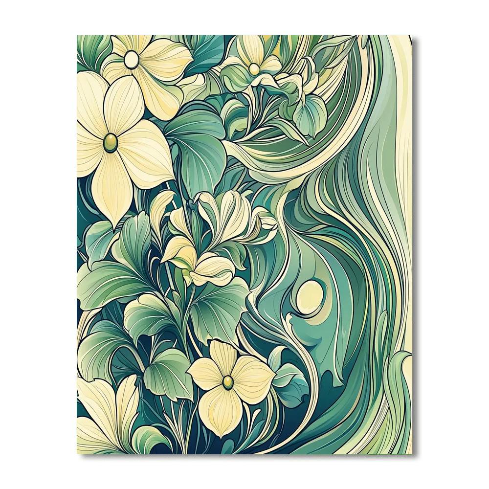Alphonse Mucha Inspired Whisper Of Verdant Harmony  Paint By Number