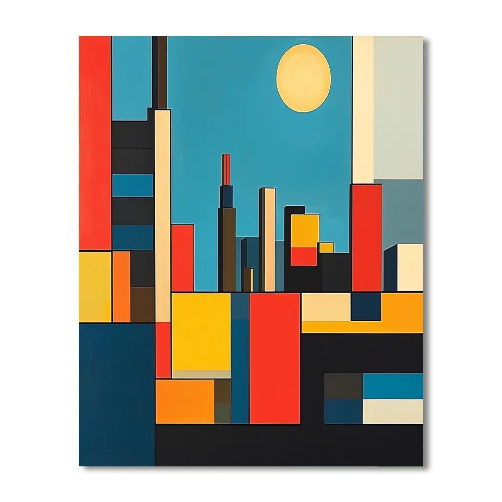 Piet Mondrian Inspired Modern Cityscape In Mondrian  DIY Paint By Numbers