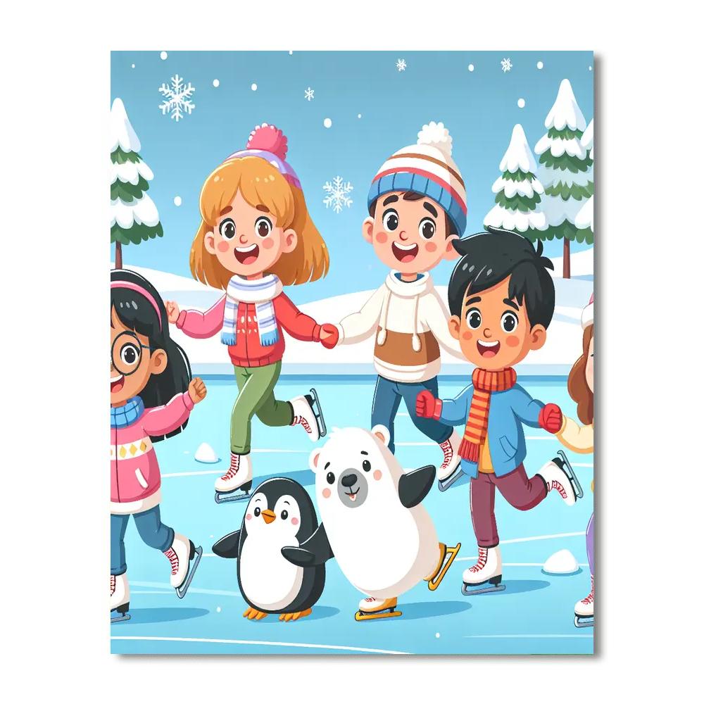 Magical Ice Skating Party Number Painting