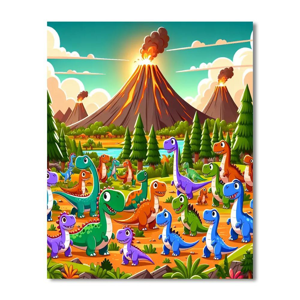 Exciting Dinosaur Expedition Painting By Numbers Kit