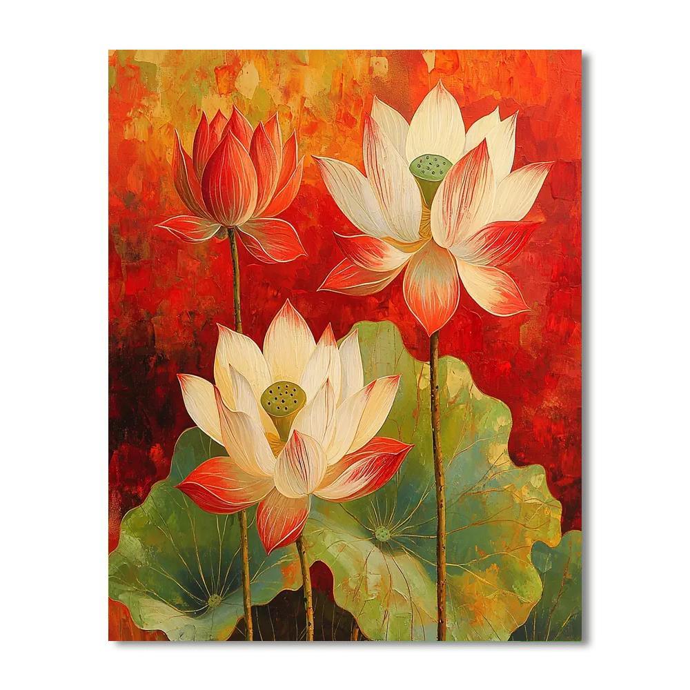 Nandalal Bose Inspired Sacred Lotus Symphony  DIY Paint By Numbers