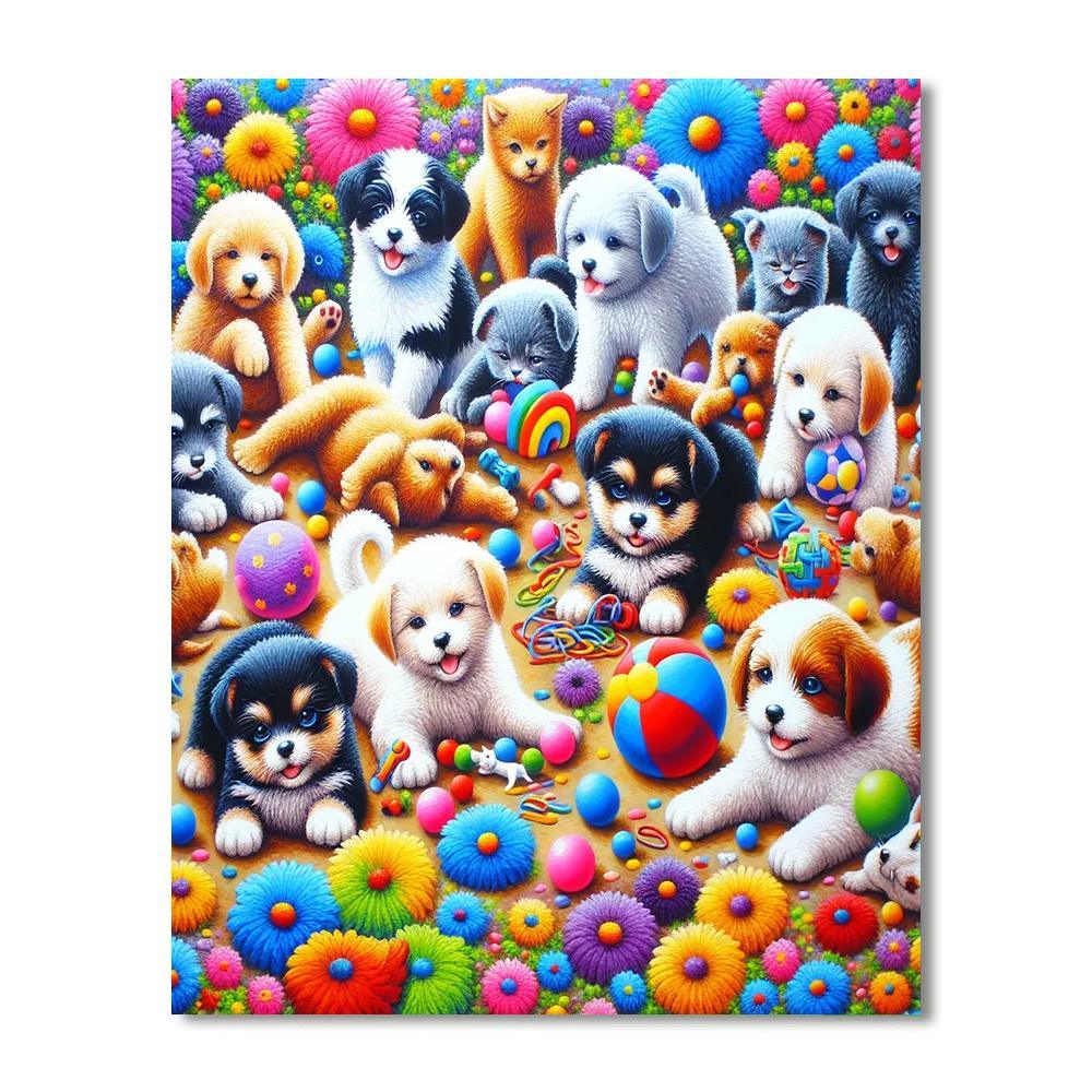 Cheerful Animal Friends At Play Paint By Color