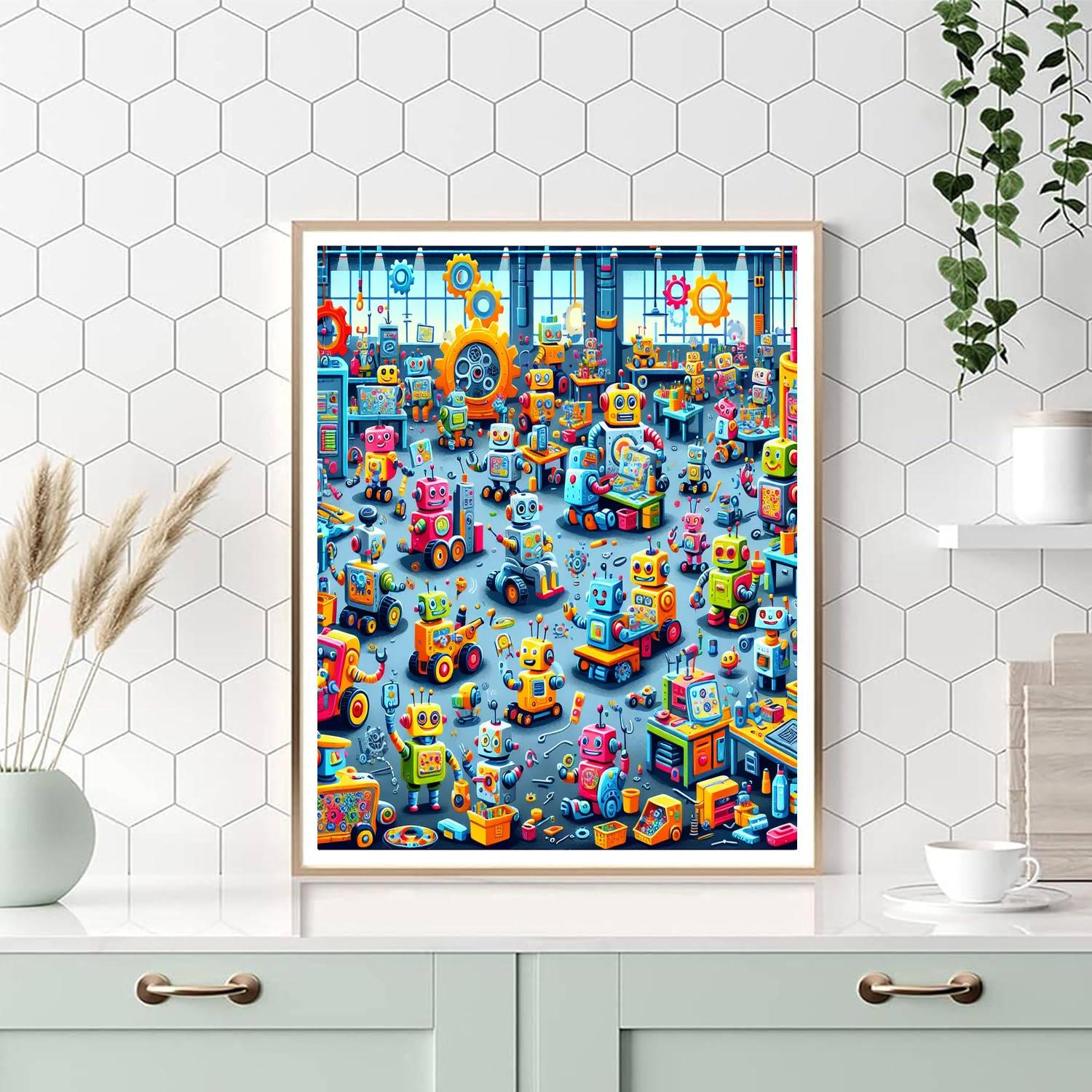 Artistic Robot Factory Paint By Numbers Art