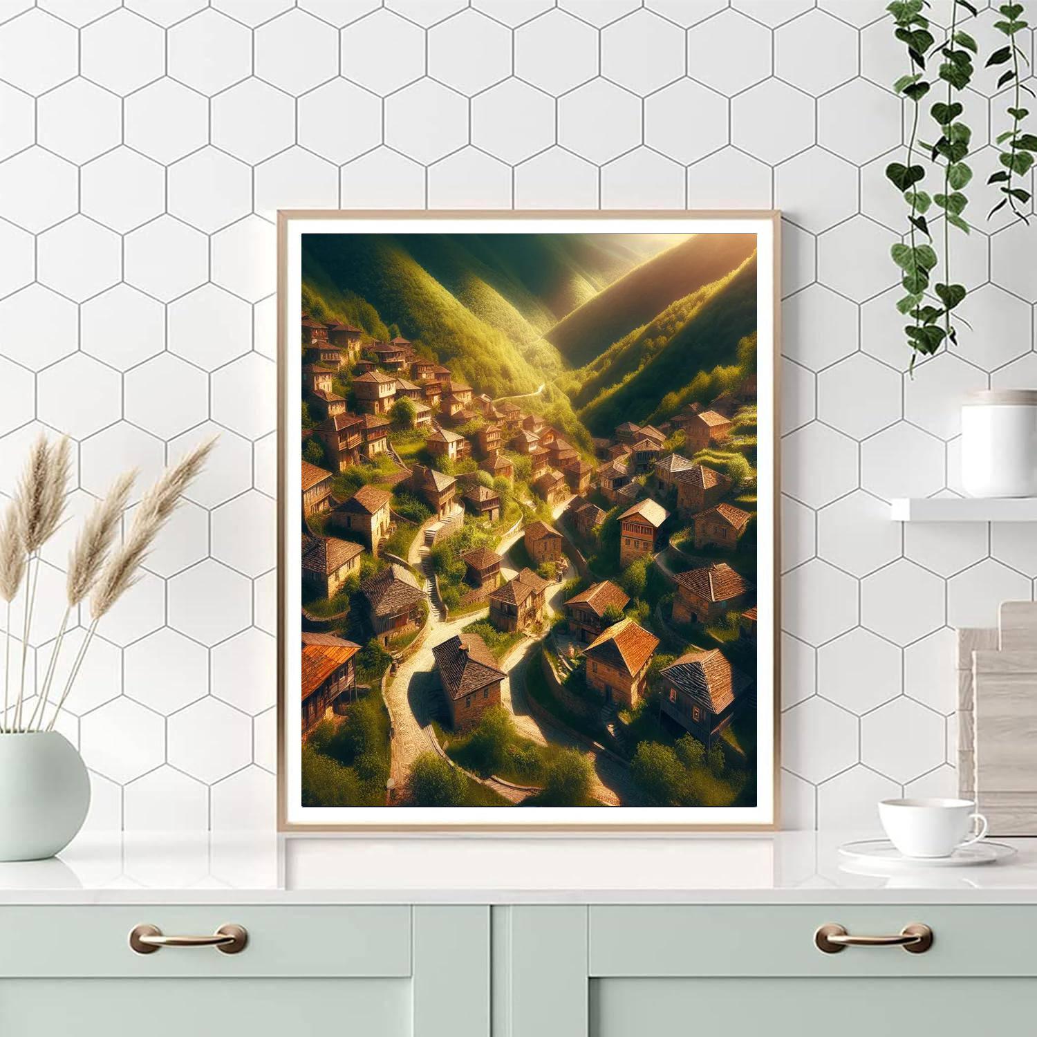 Ancient Mountain Village Painting By Numbers Kit