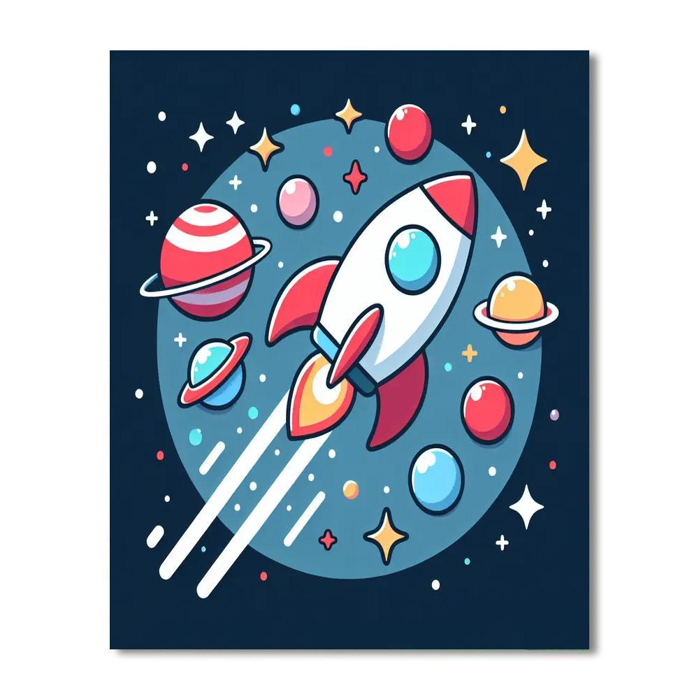 Space Adventure Rocket Paint By Numbers Art