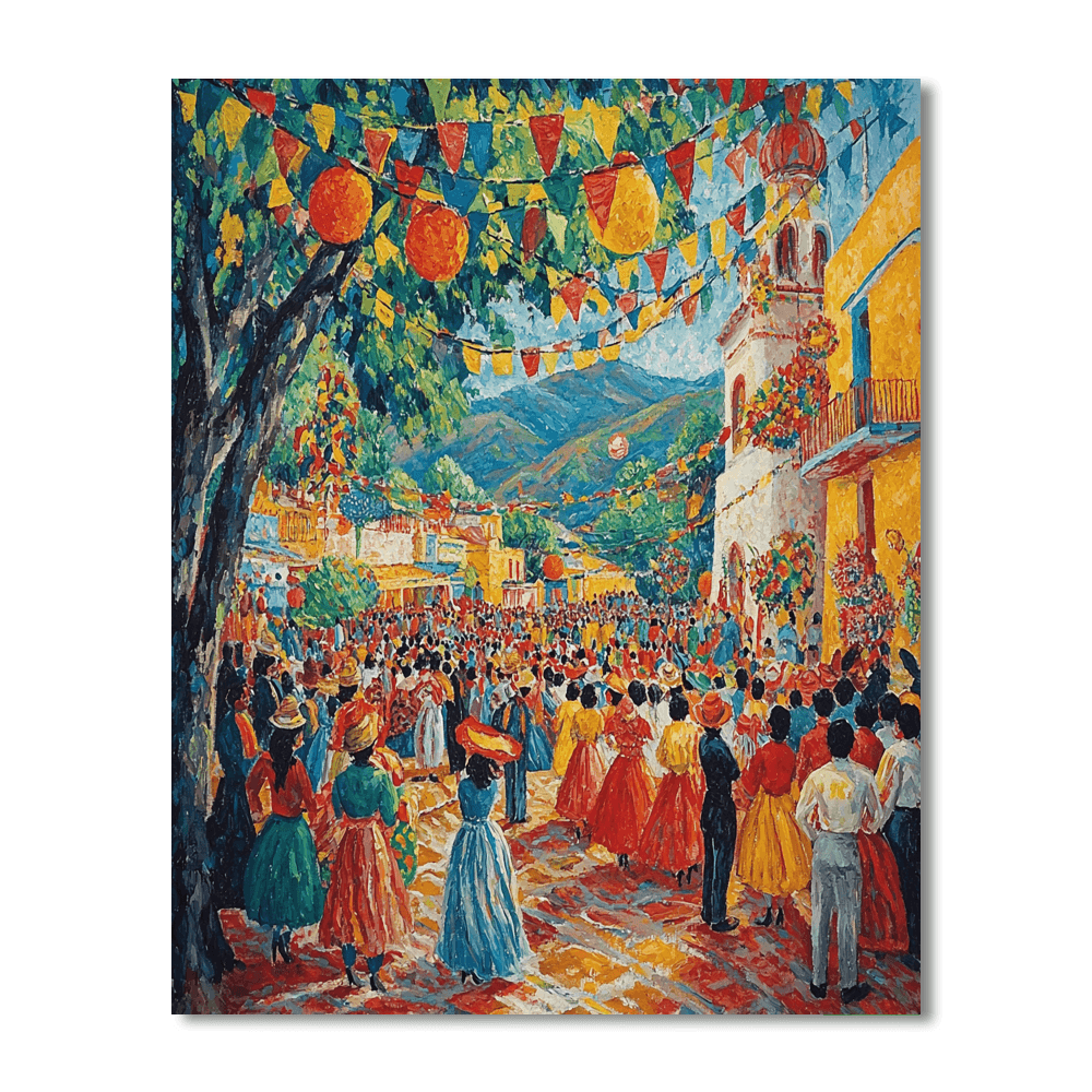 Diego Rivera Inspired Colorful Fiesta  Paint By Number