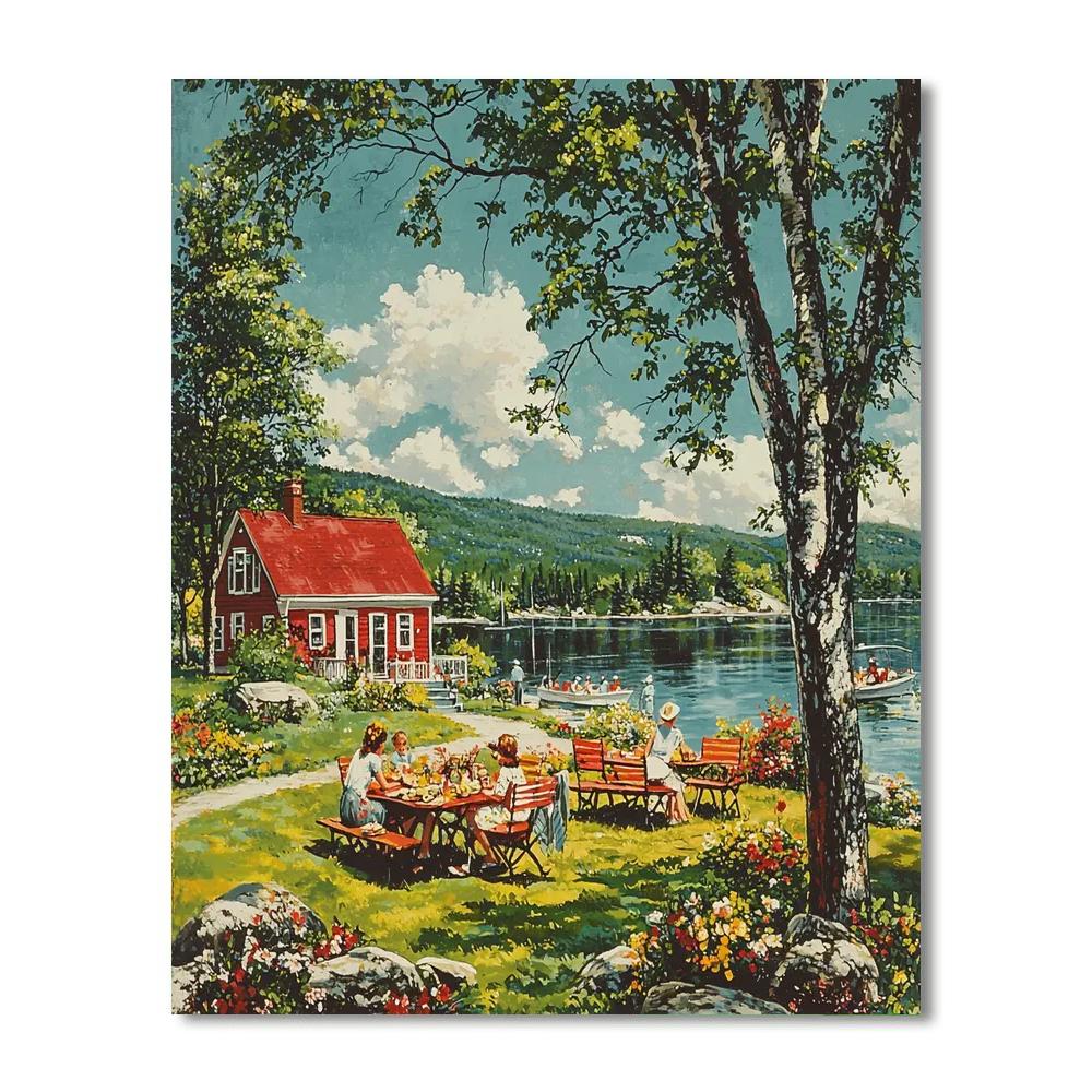 Norman Rockwell Inspired Nostalgic Summer Picnic  Paint By Numbers