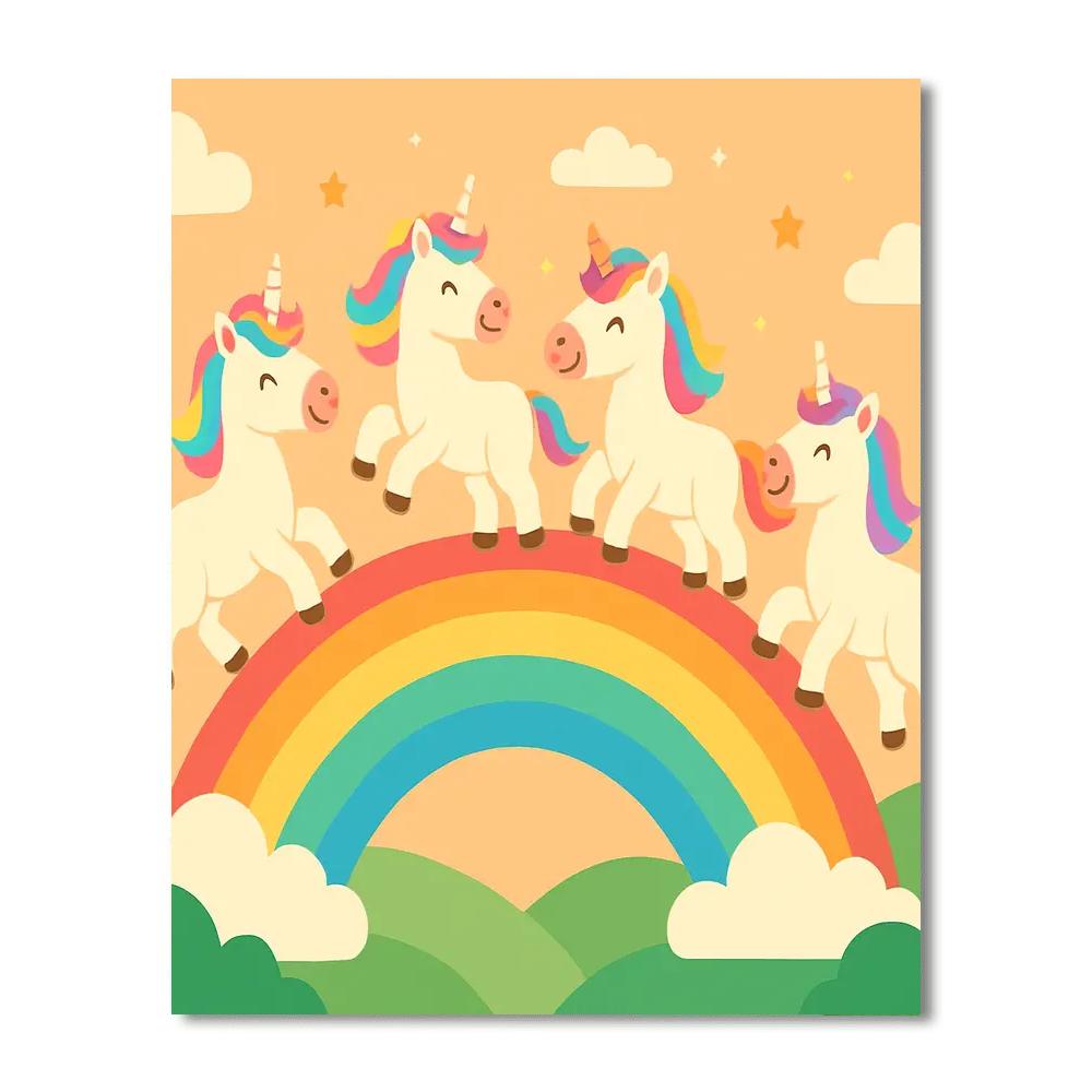 Joyful Rainbow Unicorns Numbered Painting Kits