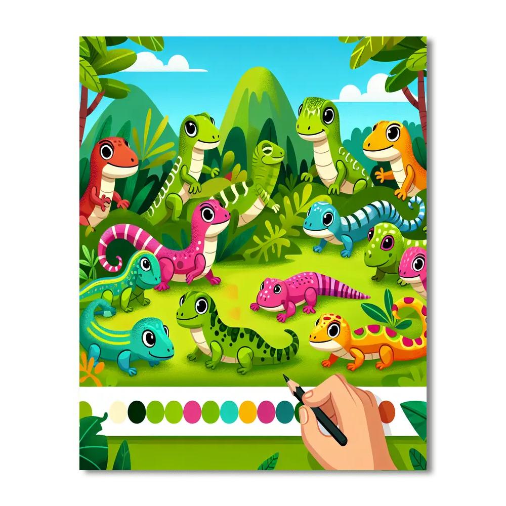 Rainbow Reptile Realm Paint By Color