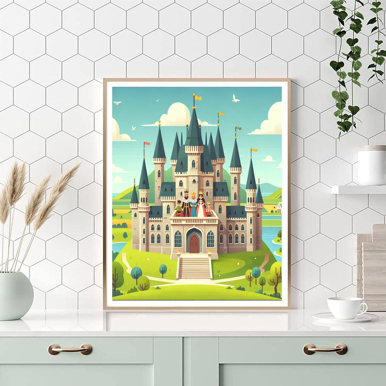 Castle On The Hill With Royal Family Paint By Numbers Kits