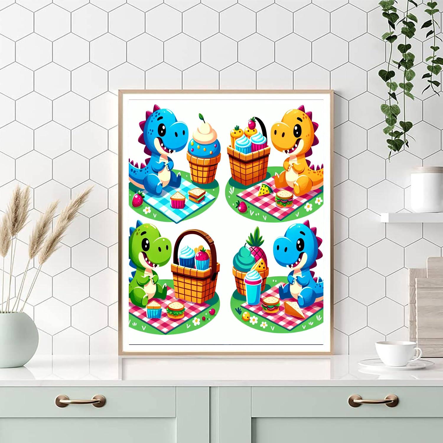 Dinosaurs' Picnic Painting Number Kit