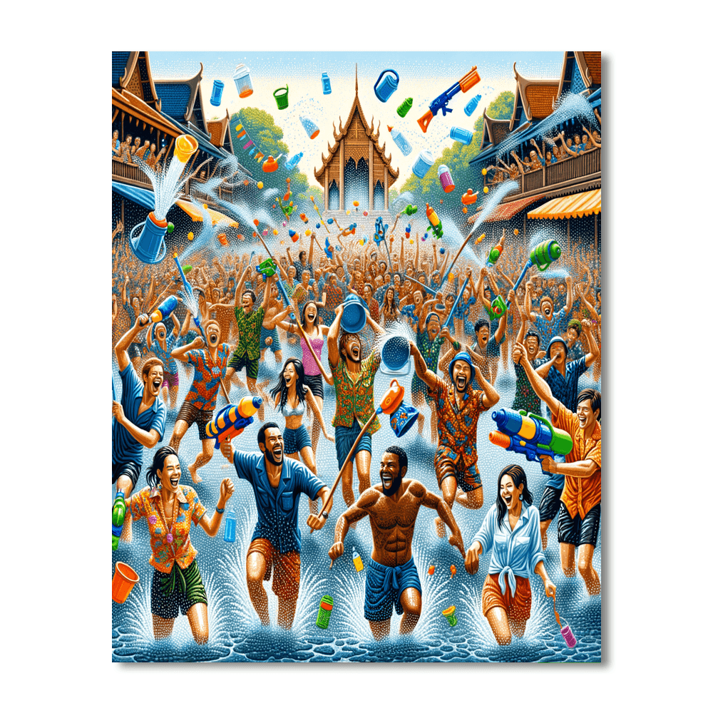 Songkran Water Festival - Chiang Mai, Thailand Paint By Number