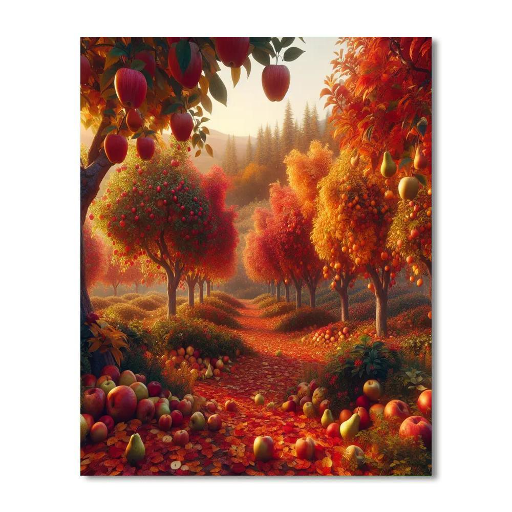 Colorful Autumn Orchard Paint By Numbers Art