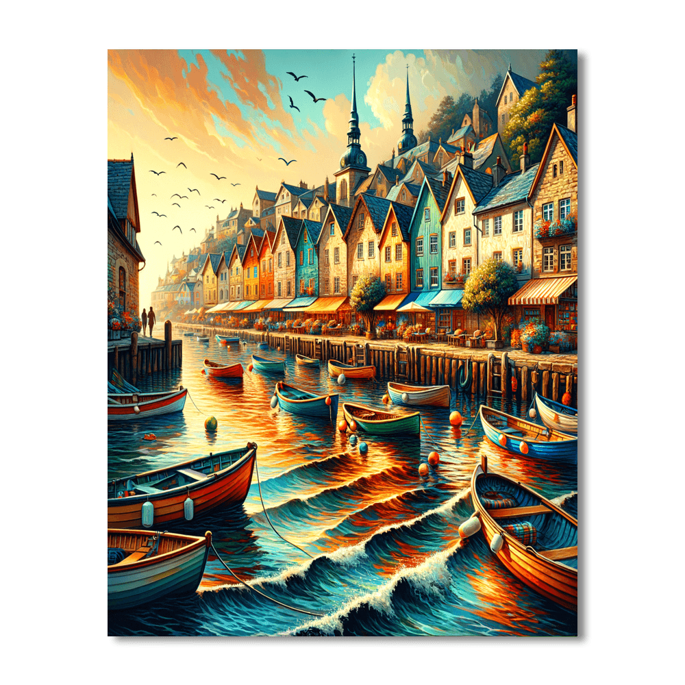 Breezy Coastal Town DIY Paint By Numbers