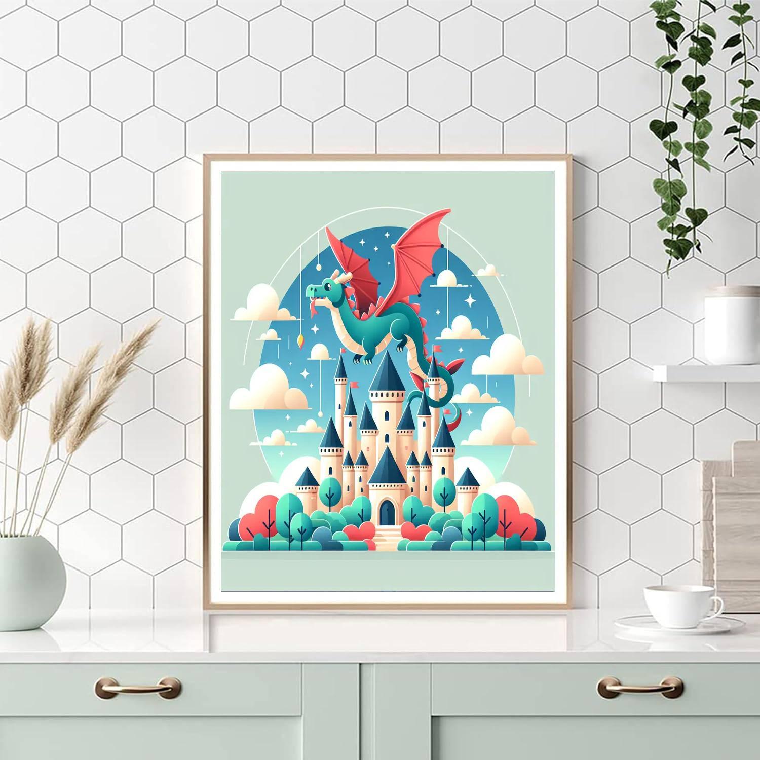 Dragon Guardians Of The Castle Painting By Numbers Kit