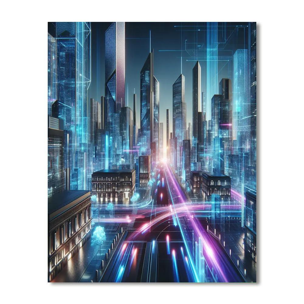 Futuristic Cyber City Paint By Number