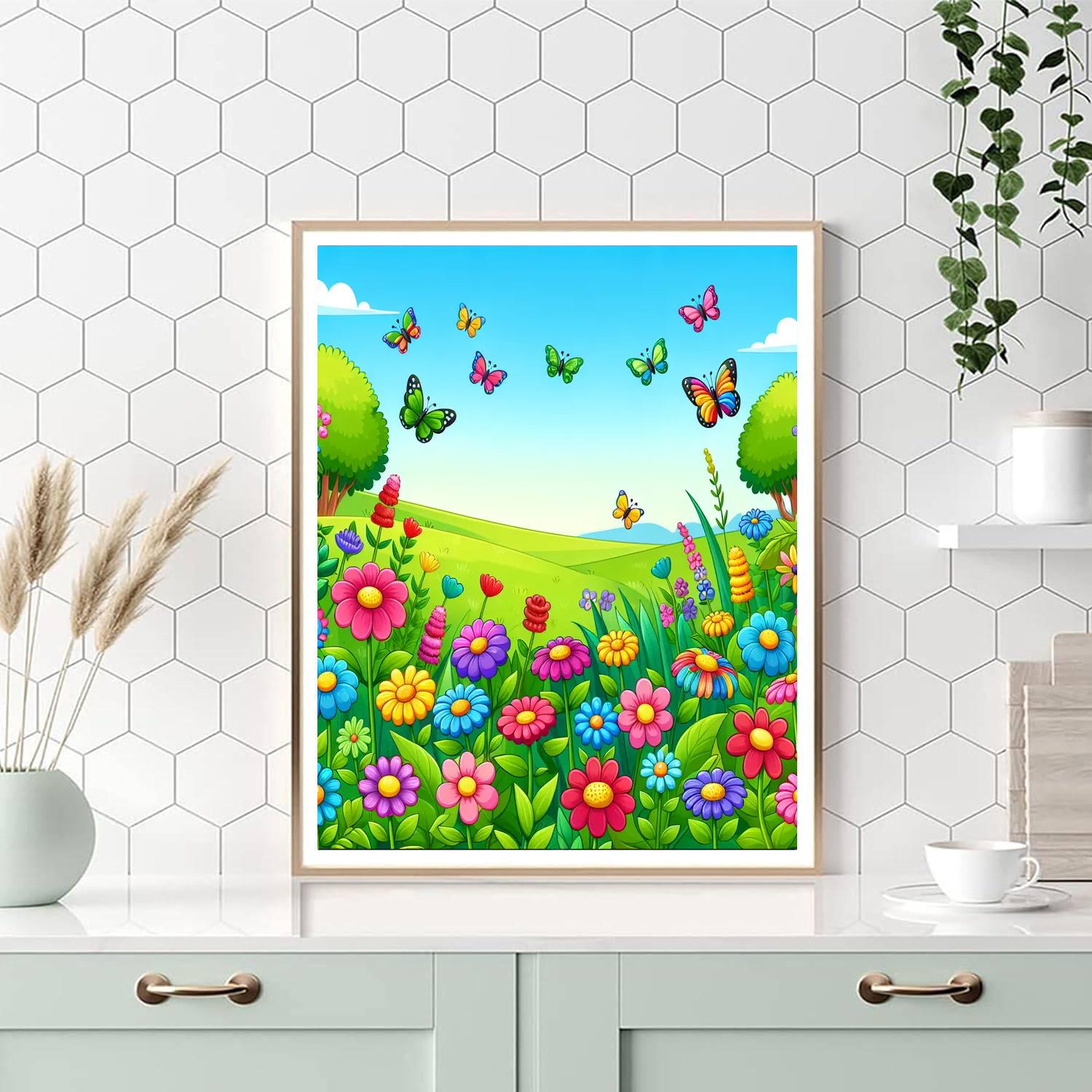 Blossoming Butterfly Garden Painting Number Kit
