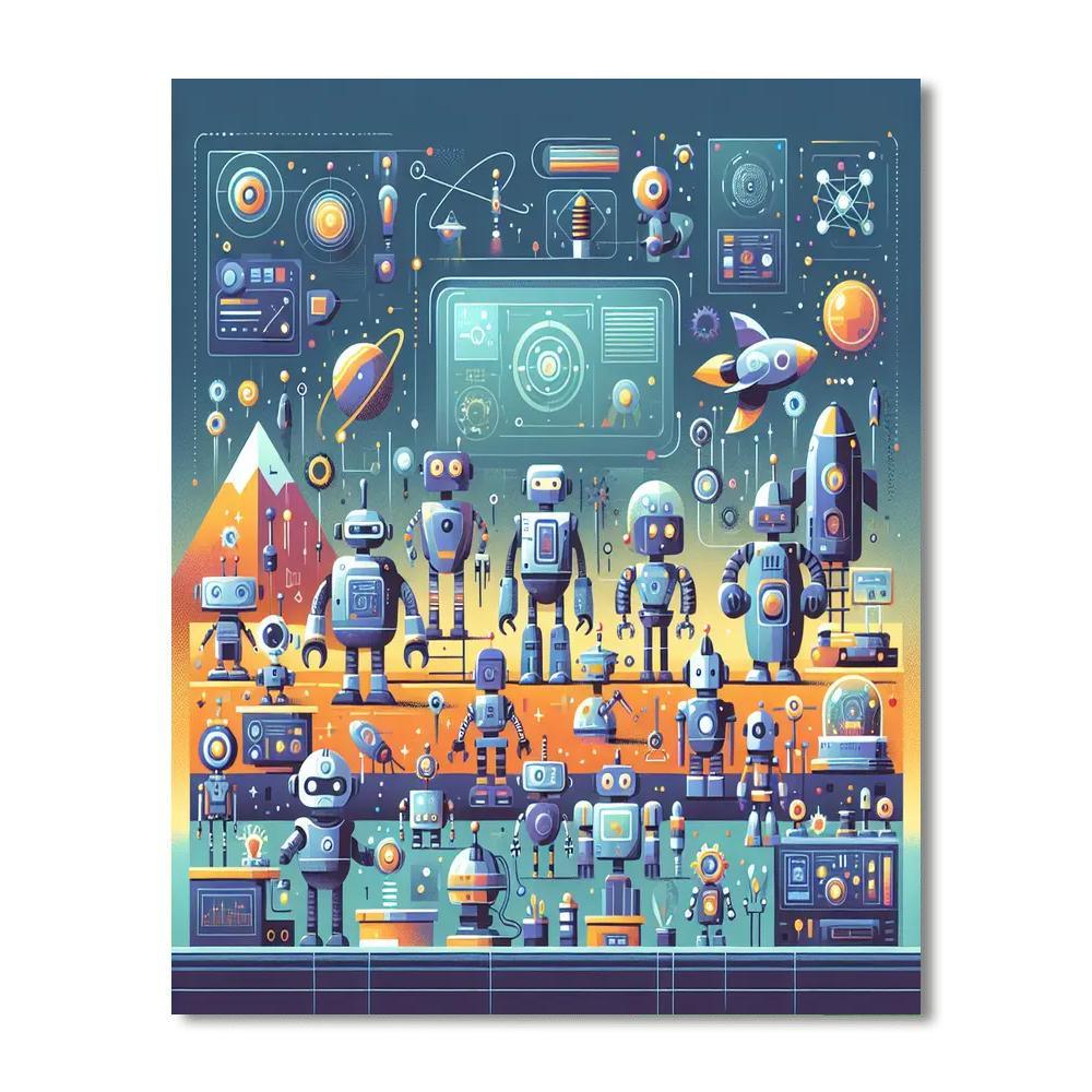 Robot Explorers DIY Paint By Numbers