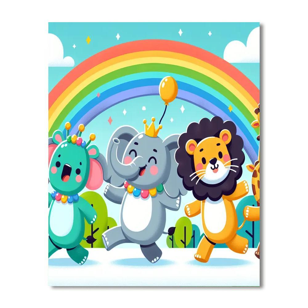 Rainbow Animal Adventure Painting Number Kit
