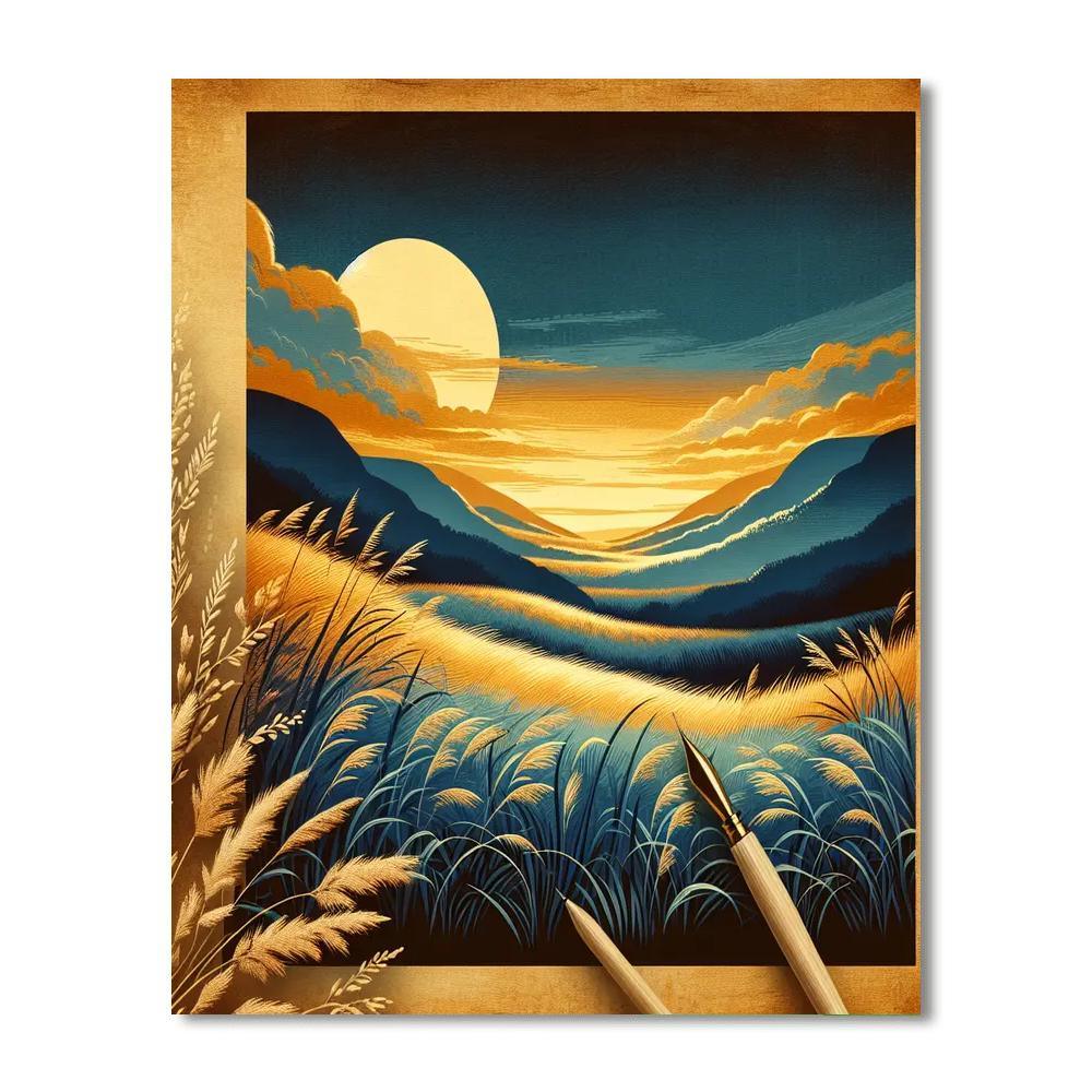 Golden Meadow At Dusk Paint By Numbers Art