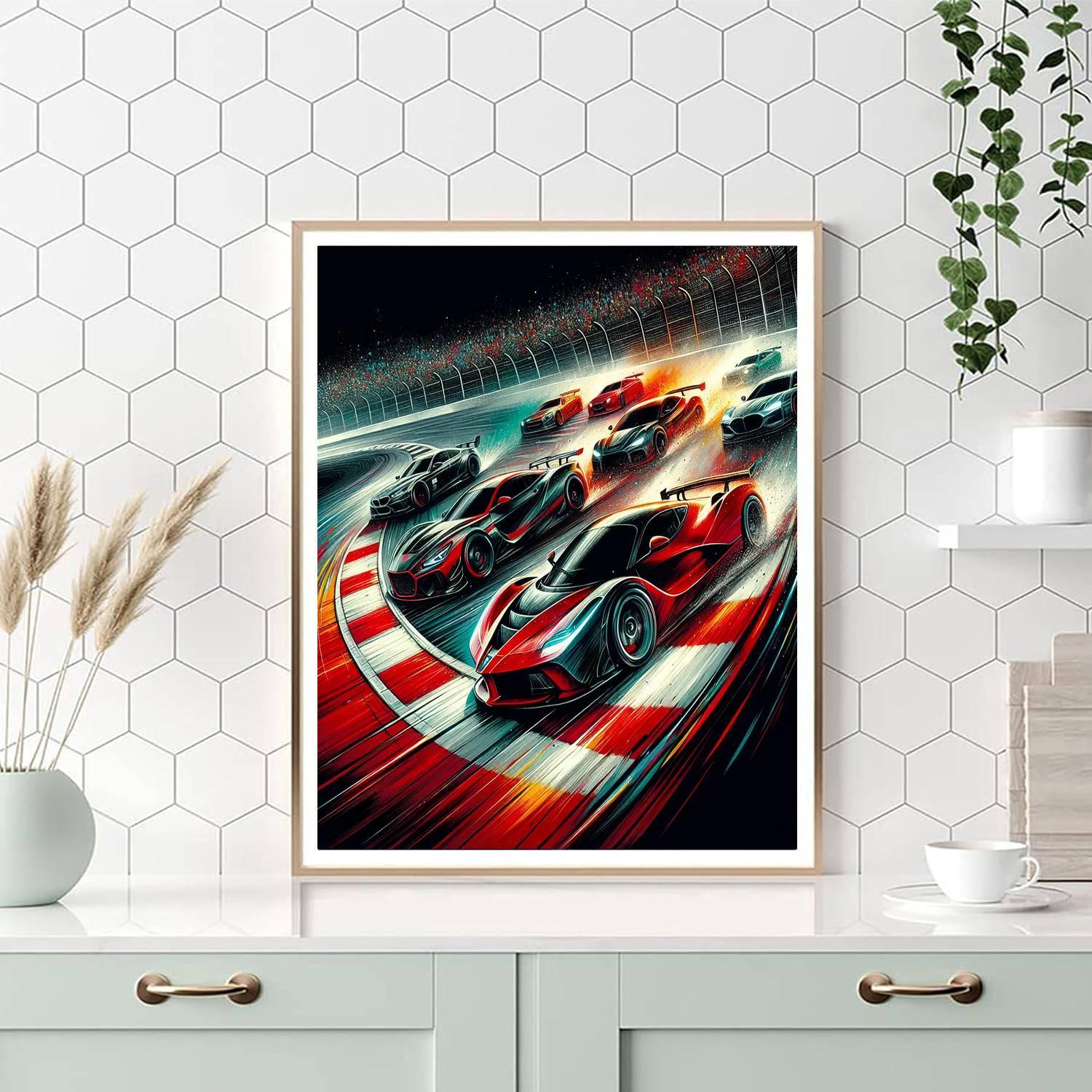 High-speed Race Thrill Number Painting