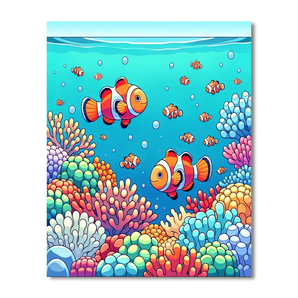 Cheerful Clownfish Reef Paint By Numbers Art