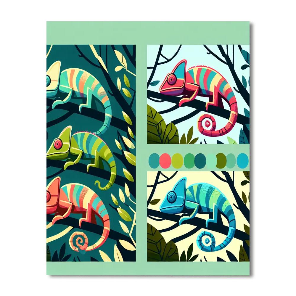 Cheery Chameleons Numbered Painting Kits