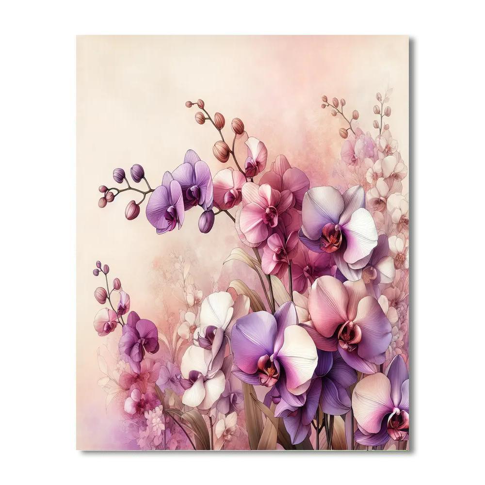 Elegant Orchid Delight Painting Number Kit